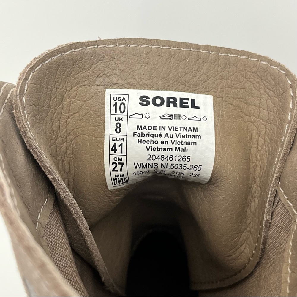 Sorel Joan Now Lace-Up Boots Tan Suede Waterproof Lug Sole Size 10 NWOB - Picture 12 of 13